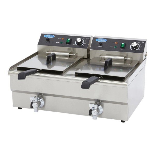 MAXIMA Фритюрниця 2x16L 2 кошики зі зливним краном і підставкою 230 В 09365011 image