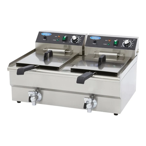 MAXIMA Фритюрниця 2x16L 2 кошики зі зливним краном і підставкою 230 В 09365011 image