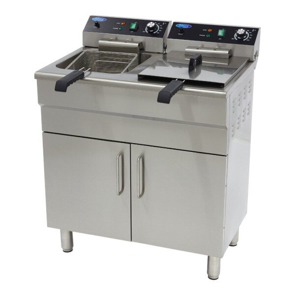 MAXIMA Фритюрниця 2x16L 2 кошики зі зливним краном і підставкою 400 В 09365156 image