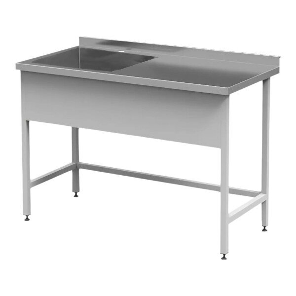 Стіл типу С з нержавіючої сталі з бортом з ванною мийною Стеллар image